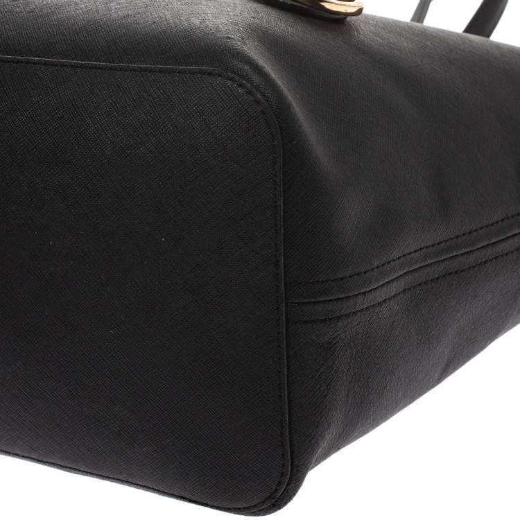 Pre Owned Michael Kors Black Leather Large Jet Set Travel Tote