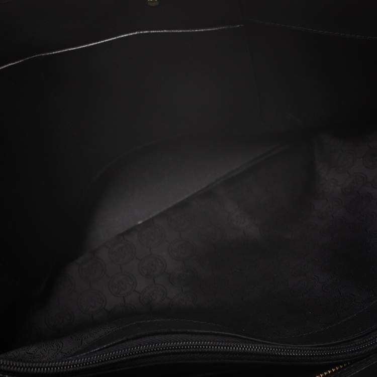 Pre Owned Michael Kors Black Leather Large Jet Set Travel Tote