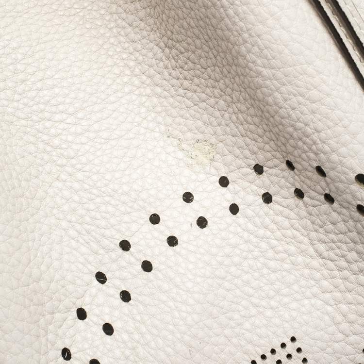 Pre Owned Michael Kors Grey Perforated Leather Logo Grab Hobo