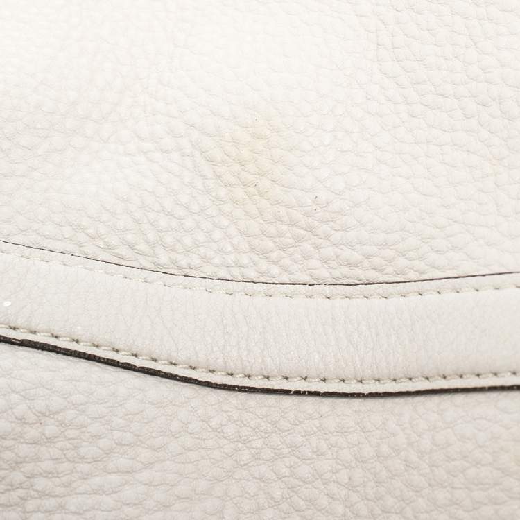 Pre Owned Michael Kors Grey Perforated Leather Logo Grab Hobo