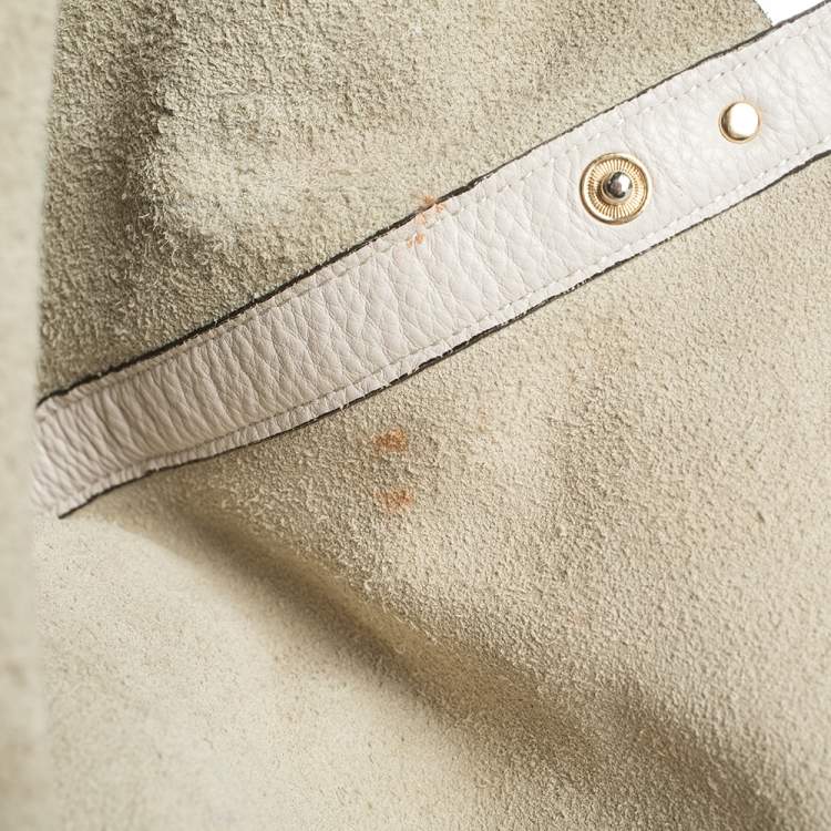 Pre Owned Michael Kors Grey Perforated Leather Logo Grab Hobo