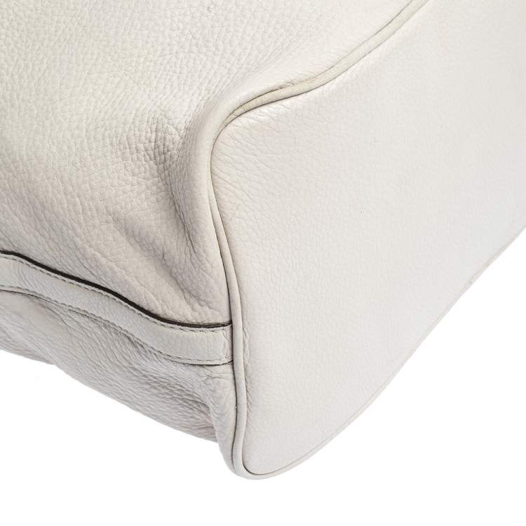 Pre Owned Michael Kors Grey Perforated Leather Logo Grab Hobo