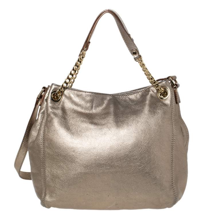 Pre Owned MICHAEL Michael Kors Metallic Leather Chain Shoulder Bag