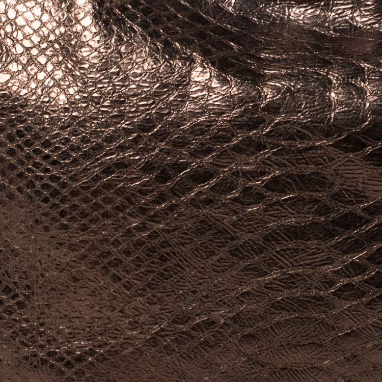 Pre Owned Michael Michael Kors Metallic Snake Effect Leather Lillie Hobo