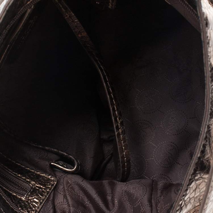 Pre Owned Michael Michael Kors Metallic Snake Effect Leather Lillie Hobo