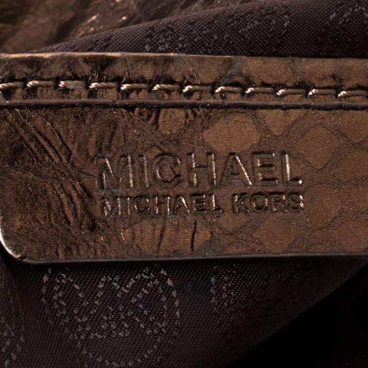 Pre Owned Michael Michael Kors Metallic Snake Effect Leather Lillie Hobo
