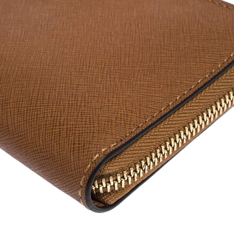 Pre Owned Michael Kors Metallic Tan Leather Jet Set Travel Continental Wallet