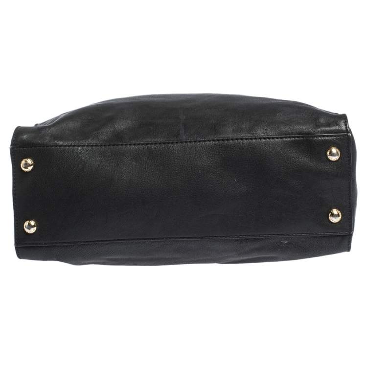 Pre Owned Michael Michael Kors Black Leather Large Hamilton North South Tote