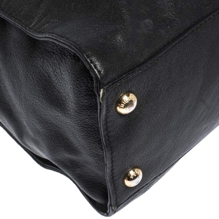 Pre Owned Michael Michael Kors Black Leather Large Hamilton North South Tote