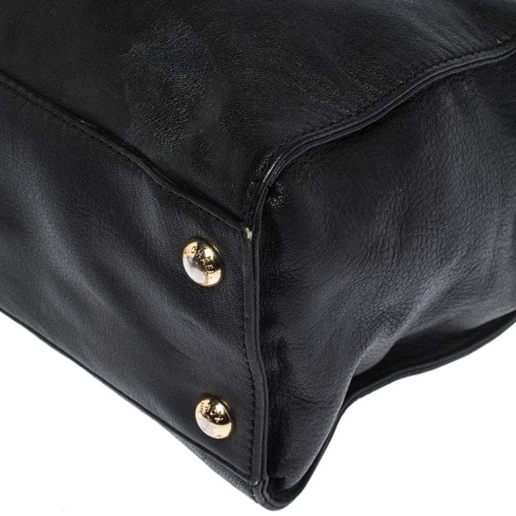 Pre Owned Michael Michael Kors Black Leather Large Hamilton North South Tote