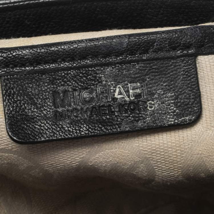 Pre Owned Michael Michael Kors Black Leather Large Hamilton North South Tote