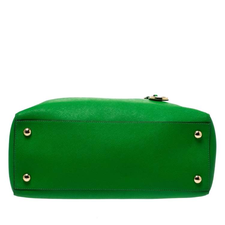 Pre Owned Michael Kors Green Leather Jet Set Travel Tote 