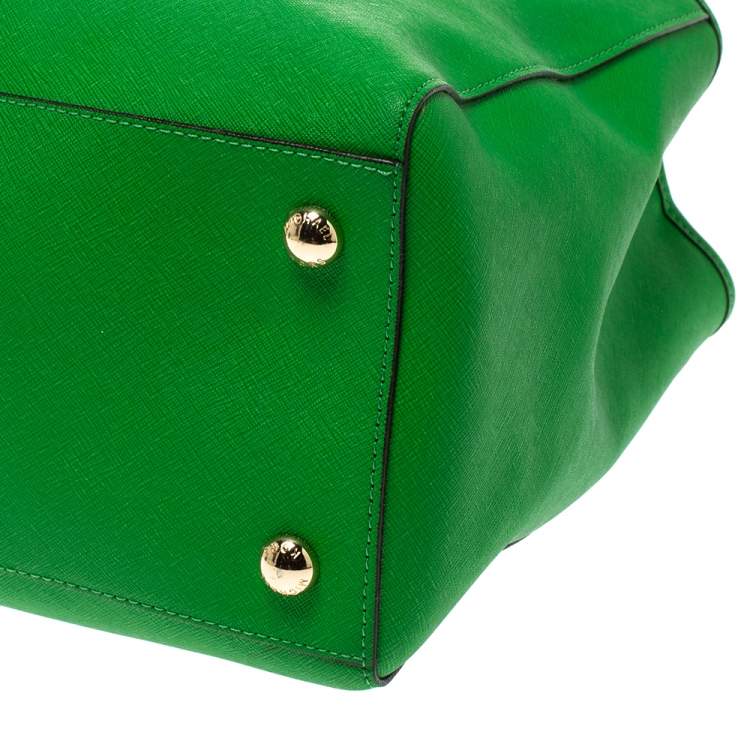 Pre Owned Michael Kors Green Leather Jet Set Travel Tote 