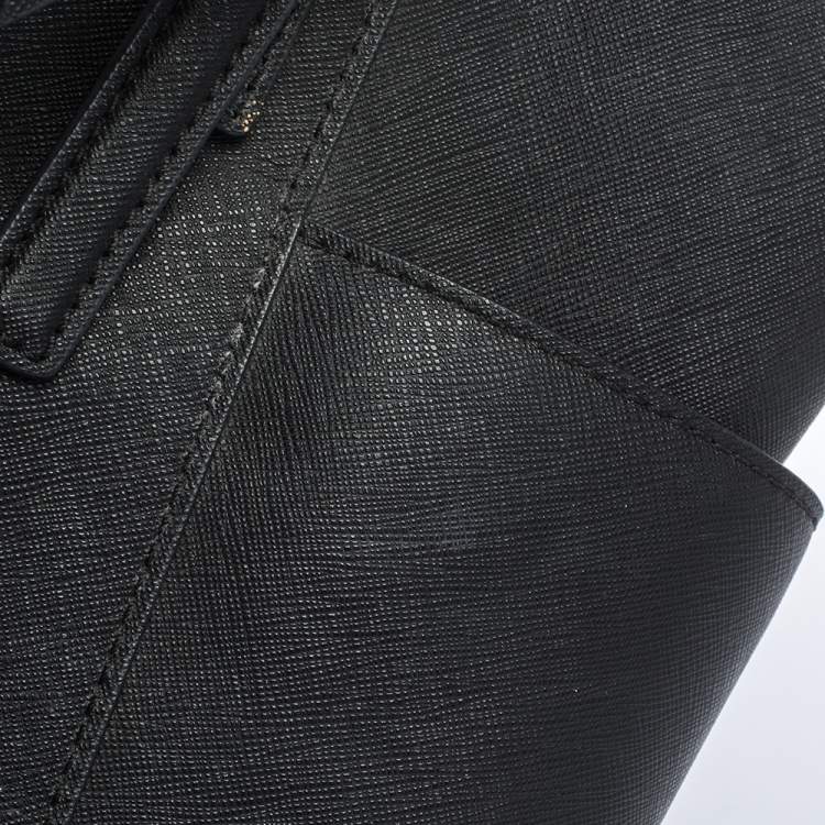 Pre Owned MICHAEL Michael Kors Black Saffiano Leather Top-zip Jet Set Tote