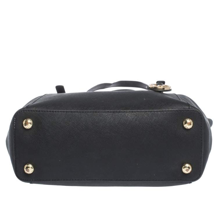 Pre Owned MICHAEL Michael Kors Black Saffiano Leather Top-zip Jet Set Tote