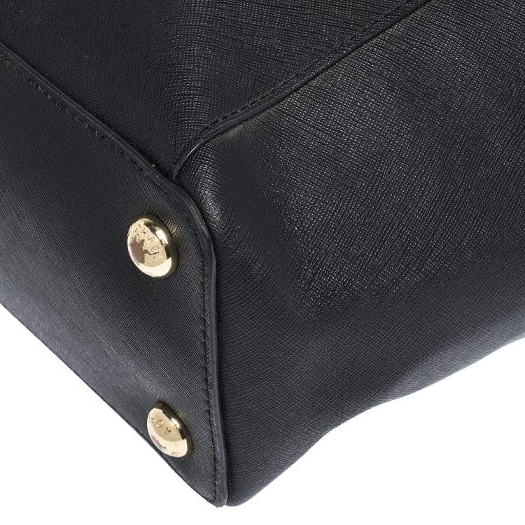 Pre Owned MICHAEL Michael Kors Black Saffiano Leather Top-zip Jet Set Tote