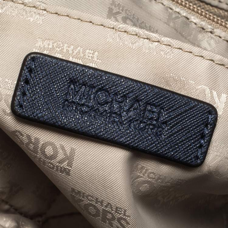 Pre Owned Michael Kors Navy Blue Leather Jet Set Travel Chain Shoulder Bag