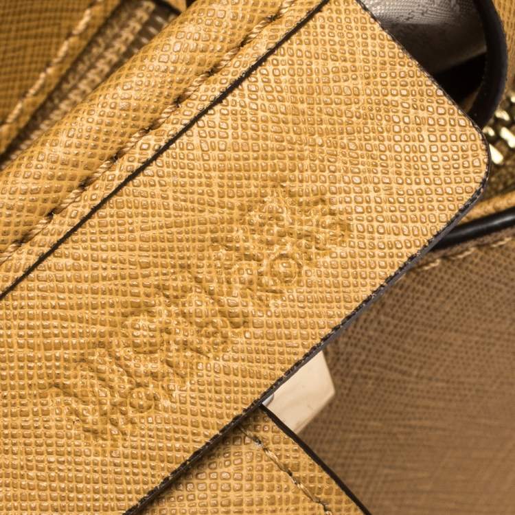 Pre Owned MICHAEL Michael Kors Light Brown Leather Metal Detail Handle Tote