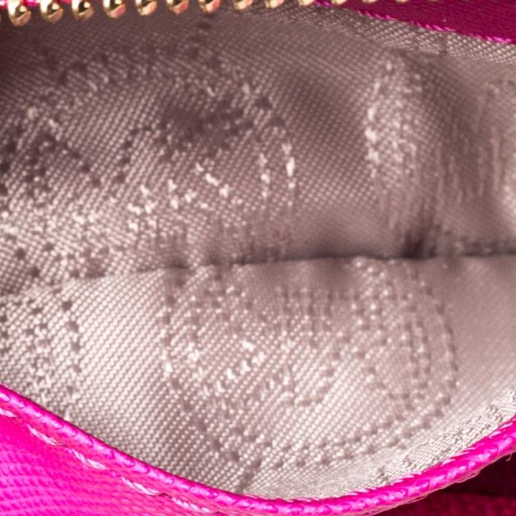 Pre Owned Michael Kors Hot Pink Perforated Leather Jet Set Wristlet Pouch