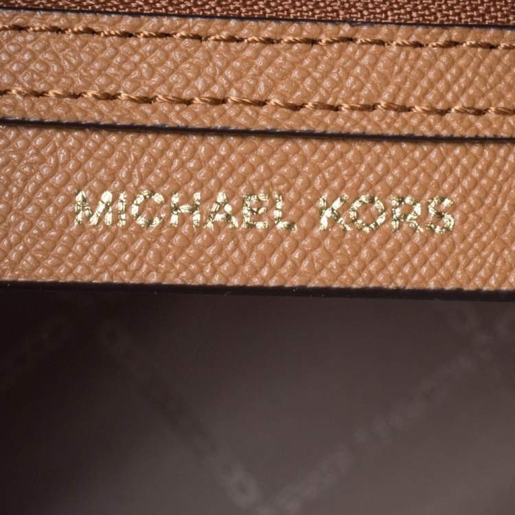 Pre Owned Michael Kors Tan Leather Maddie East/West Top Zip Tote