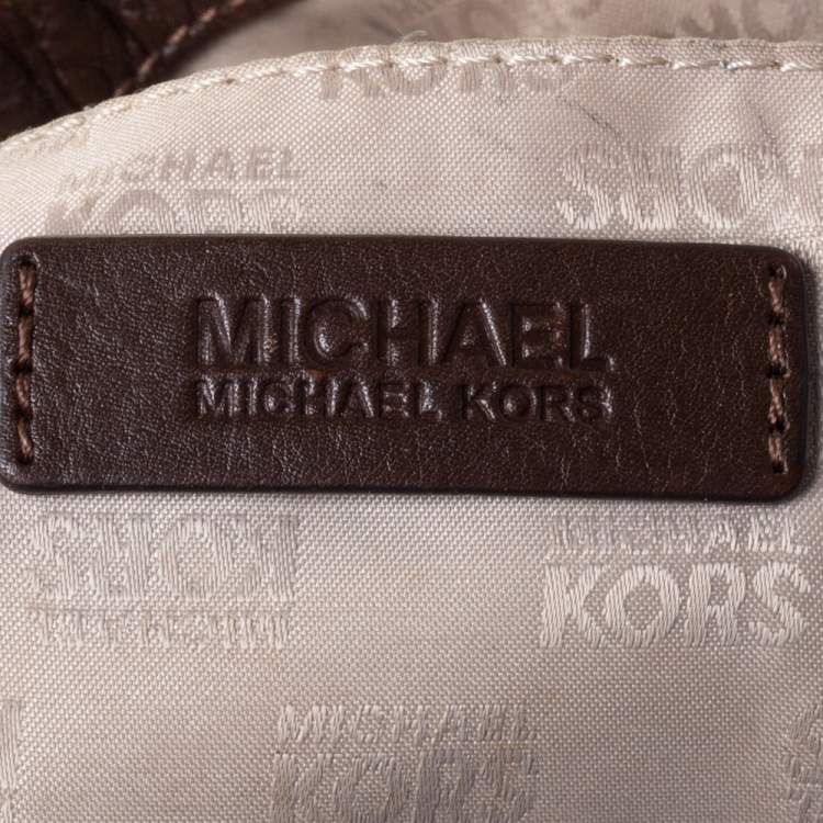 Pre Owned Michael Kors Beige/Brown Canvas and Leather Tote