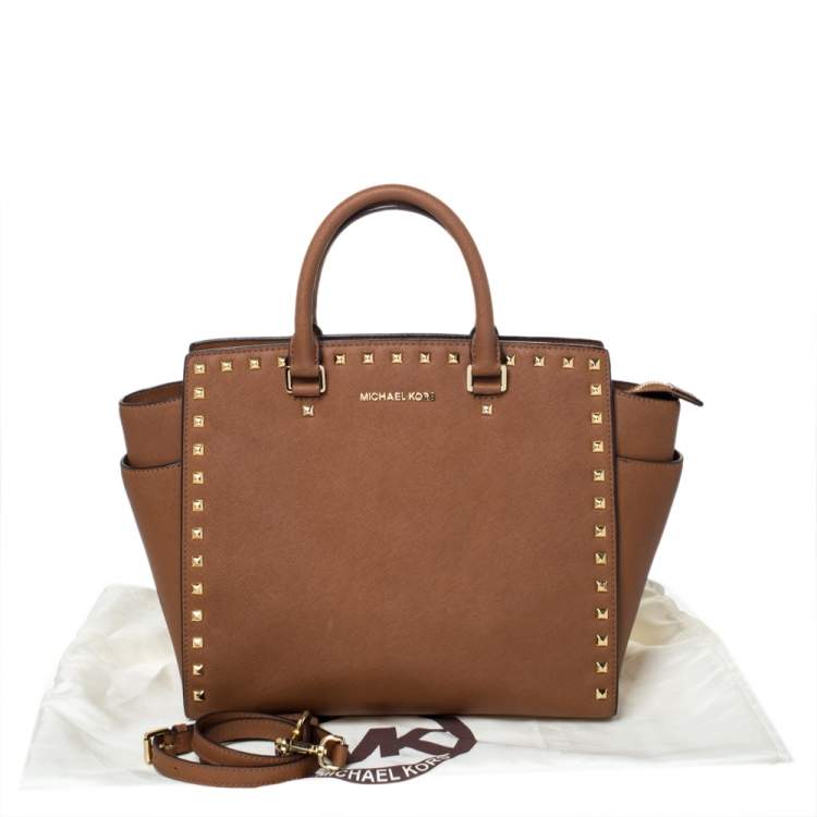 Pre Owned MICHAEL Michael Kors Tan Leather Large Selma Tote