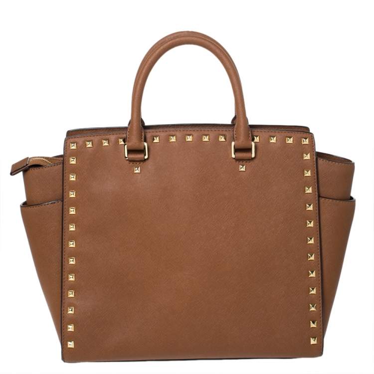 Pre Owned MICHAEL Michael Kors Tan Leather Large Selma Tote