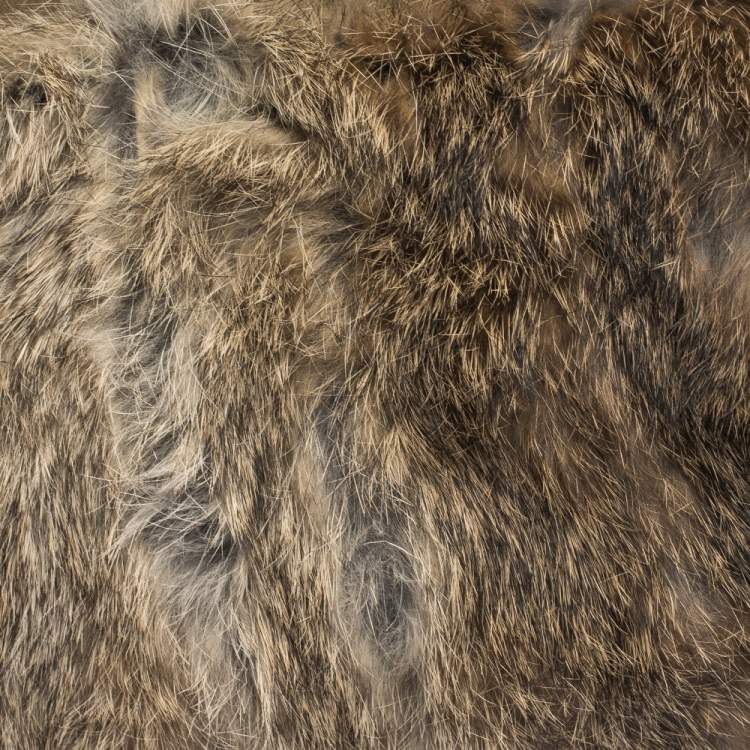 Pre Owned MICHAEL Michael Kors Light Brown Fox Fur and Leather Frame Chain Shoulder Bag