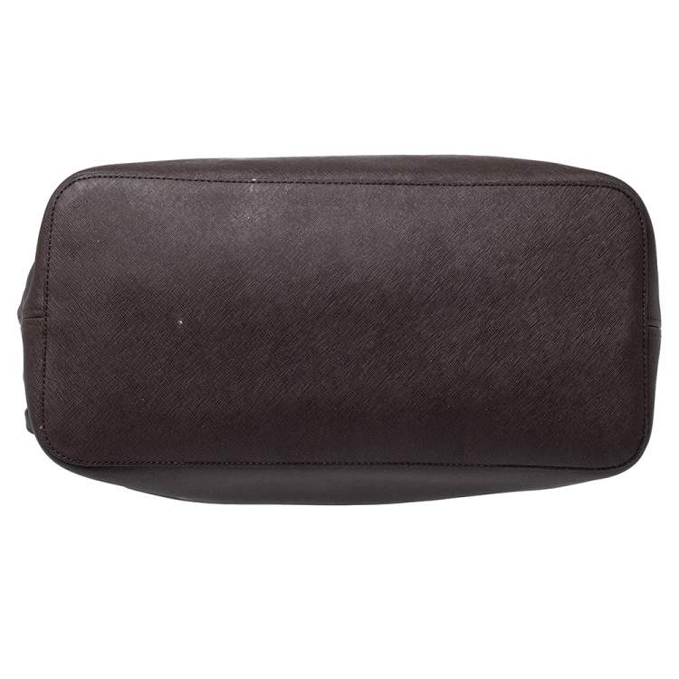 Pre Owned Michael Kors Dark Brown Leather Medium Jet Set Tote