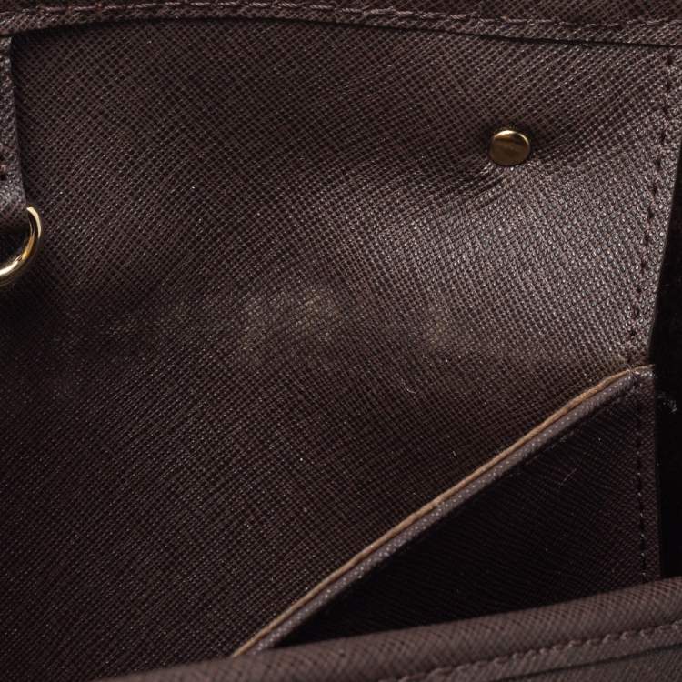 Pre Owned Michael Kors Dark Brown Leather Medium Jet Set Tote