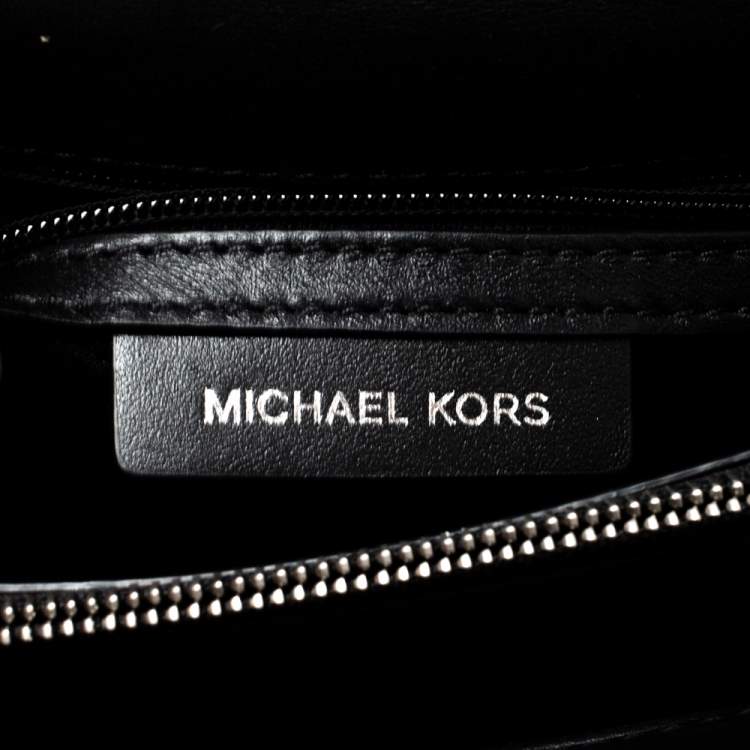 Pre Owned Michael Kors Black Python Embossed Leather and Suede Pushlock Flap Bag