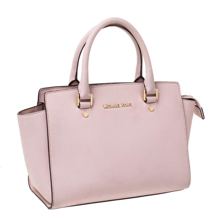 Pre Owned Michael Michael Kors Blossom Pink Leather Medium Selma Satchel