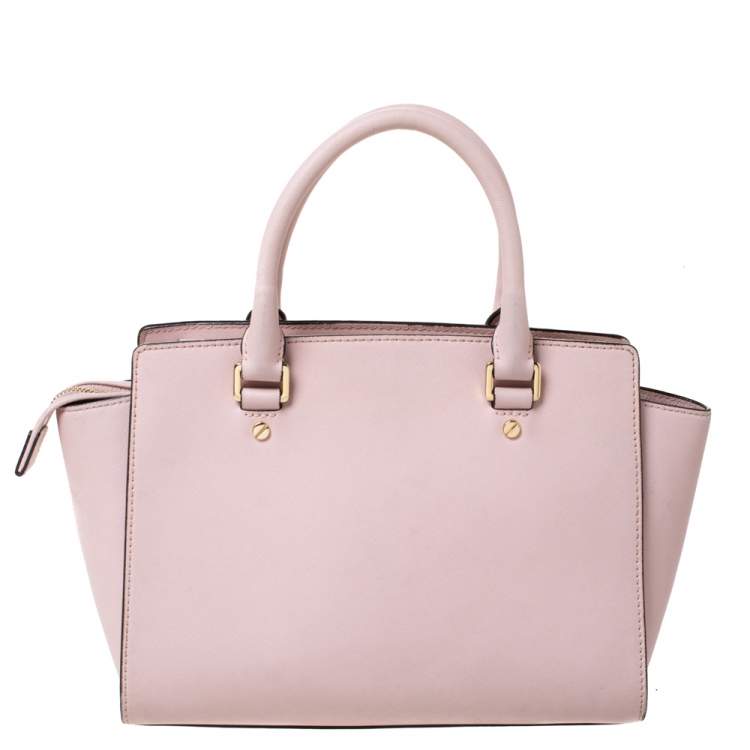 Pre Owned Michael Michael Kors Blossom Pink Leather Medium Selma Satchel