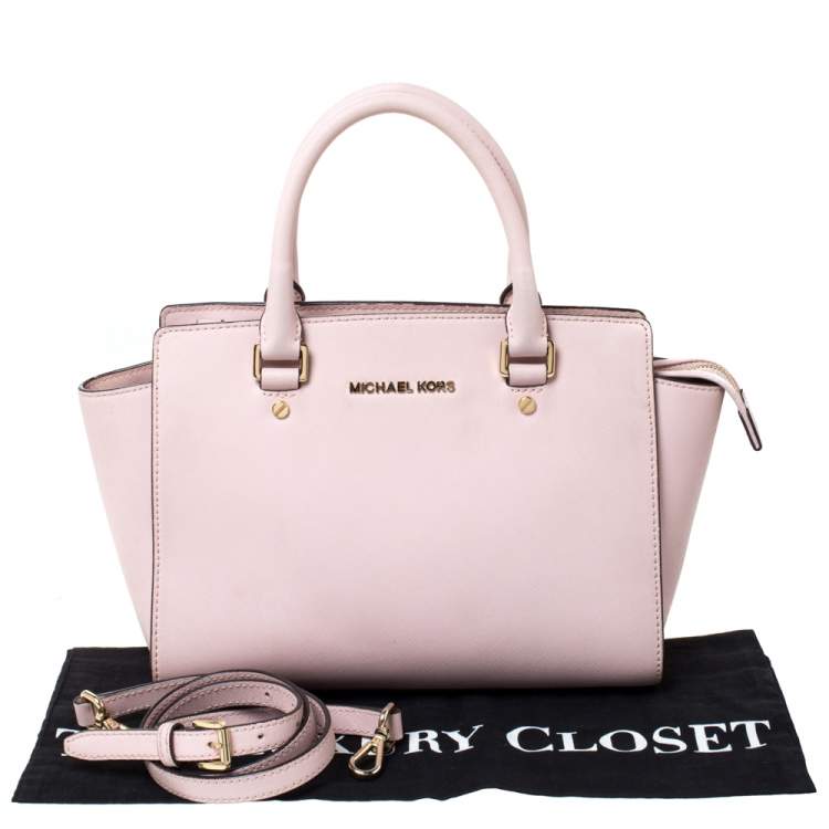 Pre Owned Michael Michael Kors Blossom Pink Leather Medium Selma Satchel