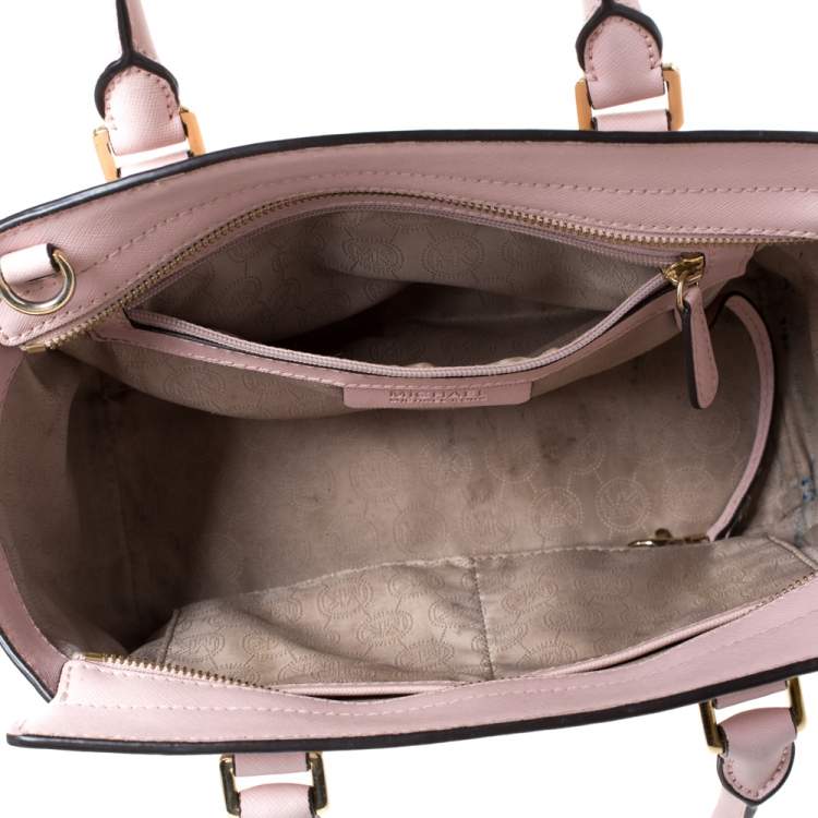 Pre Owned Michael Michael Kors Blossom Pink Leather Medium Selma Satchel