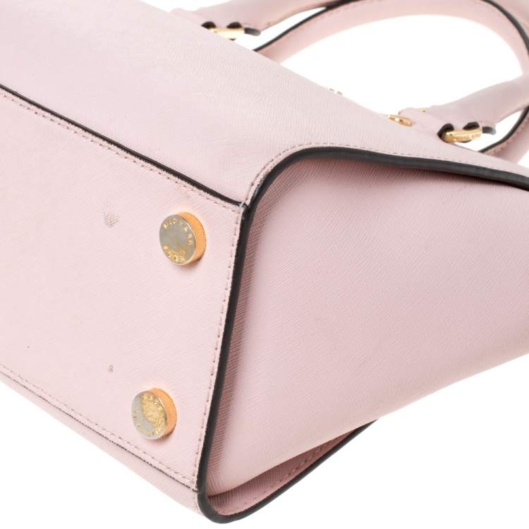 Pre Owned Michael Michael Kors Blossom Pink Leather Medium Selma Satchel