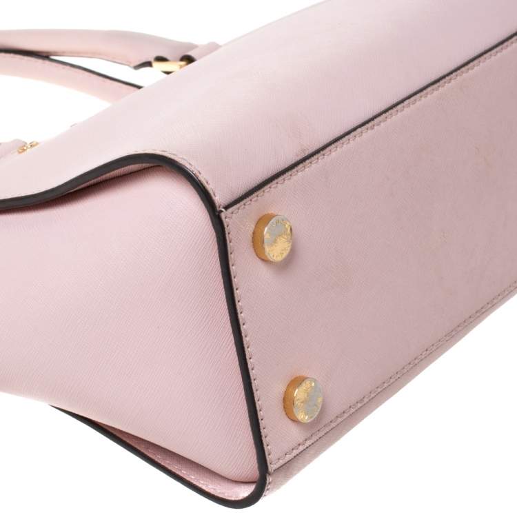 Pre Owned Michael Michael Kors Blossom Pink Leather Medium Selma Satchel