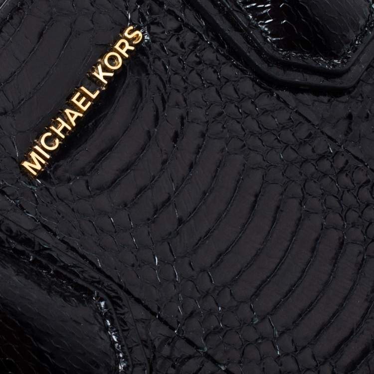 Pre Owned Michael Kors Black Snakeskin Small Mercer Tote