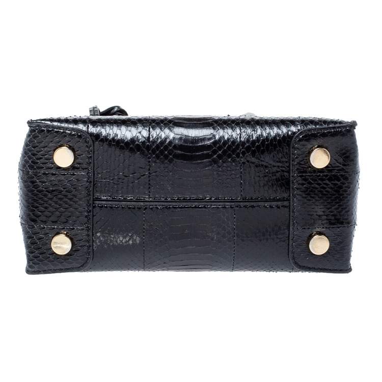 Pre Owned Michael Kors Black Snakeskin Small Mercer Tote