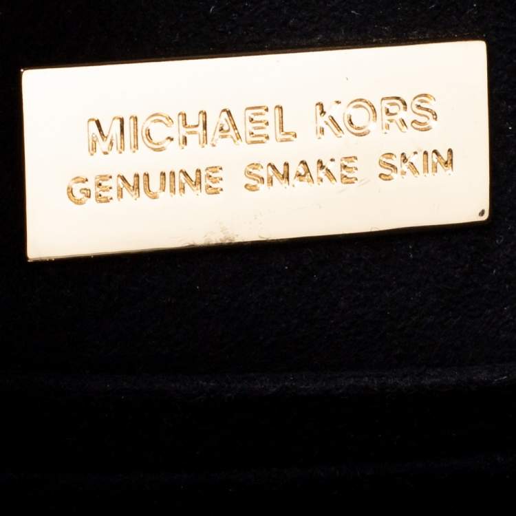 Pre Owned Michael Kors Black Snakeskin Small Mercer Tote