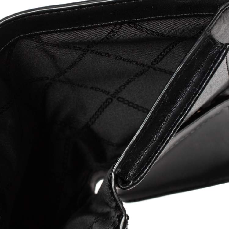 Pre Owned Michael Kors Black Leather Adele Studded Wrislet Wallet