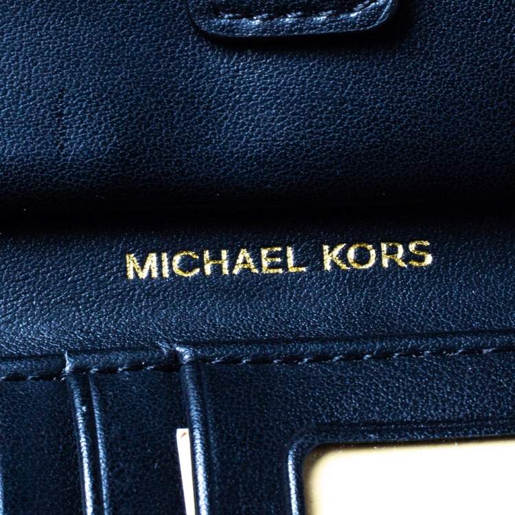 Pre Owned Michael Kors Black Leather Adele Studded Wrislet Wallet