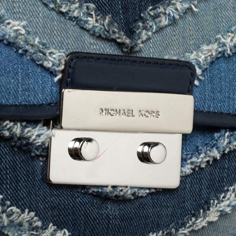 Pre Owned Michael Kors Blue Denim and Leather Vivianne Shoulder Bag