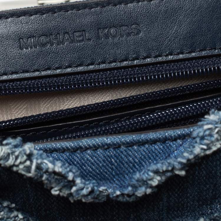 Pre Owned Michael Kors Blue Denim and Leather Vivianne Shoulder Bag