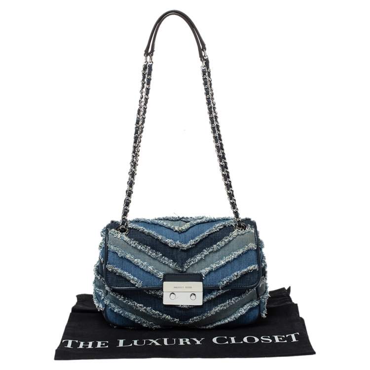 Pre Owned Michael Kors Blue Denim and Leather Vivianne Shoulder Bag