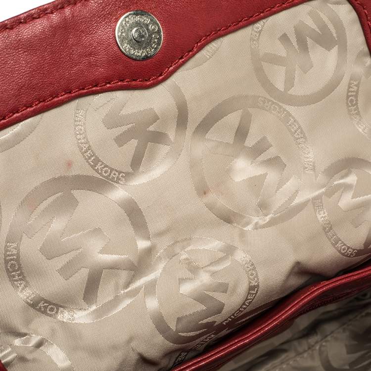 Pre Owned Michael Michael Kors Red Leather Shoulder Bag