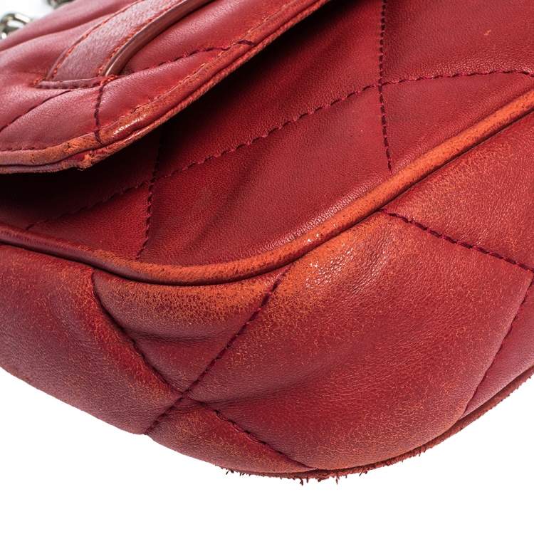 Pre Owned Michael Michael Kors Red Leather Shoulder Bag