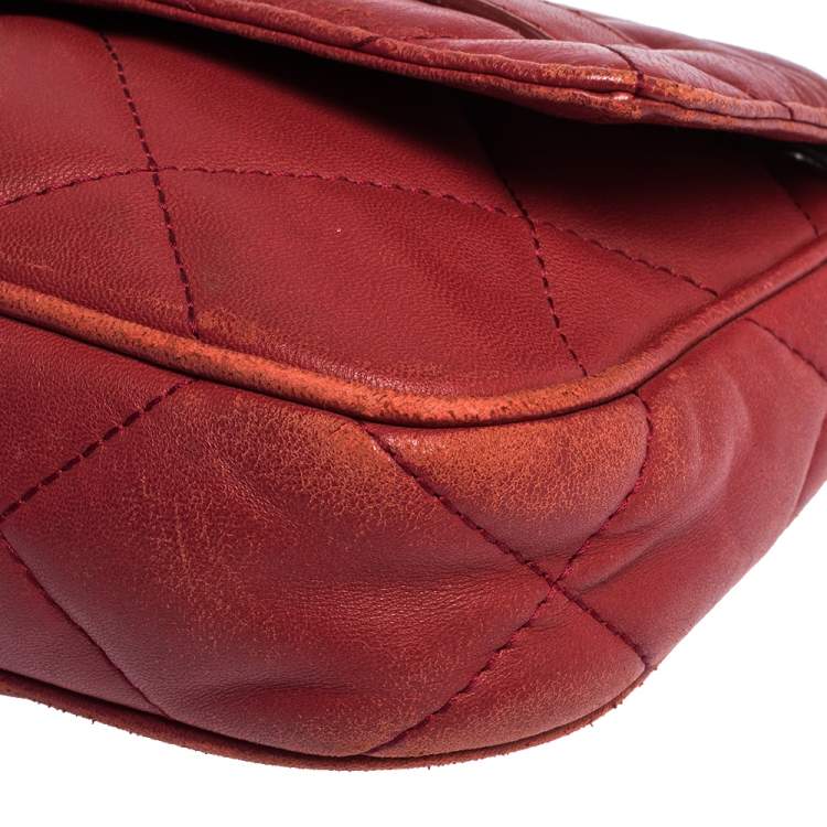 Pre Owned Michael Michael Kors Red Leather Shoulder Bag