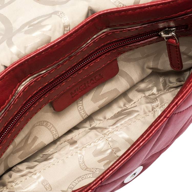 Pre Owned Michael Michael Kors Red Leather Shoulder Bag