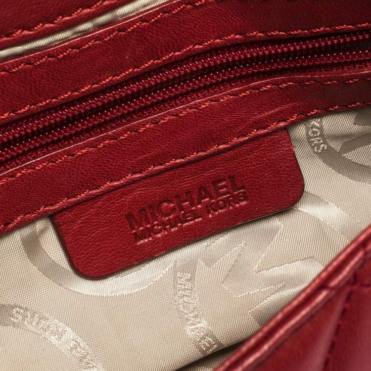 Pre Owned Michael Michael Kors Red Leather Shoulder Bag